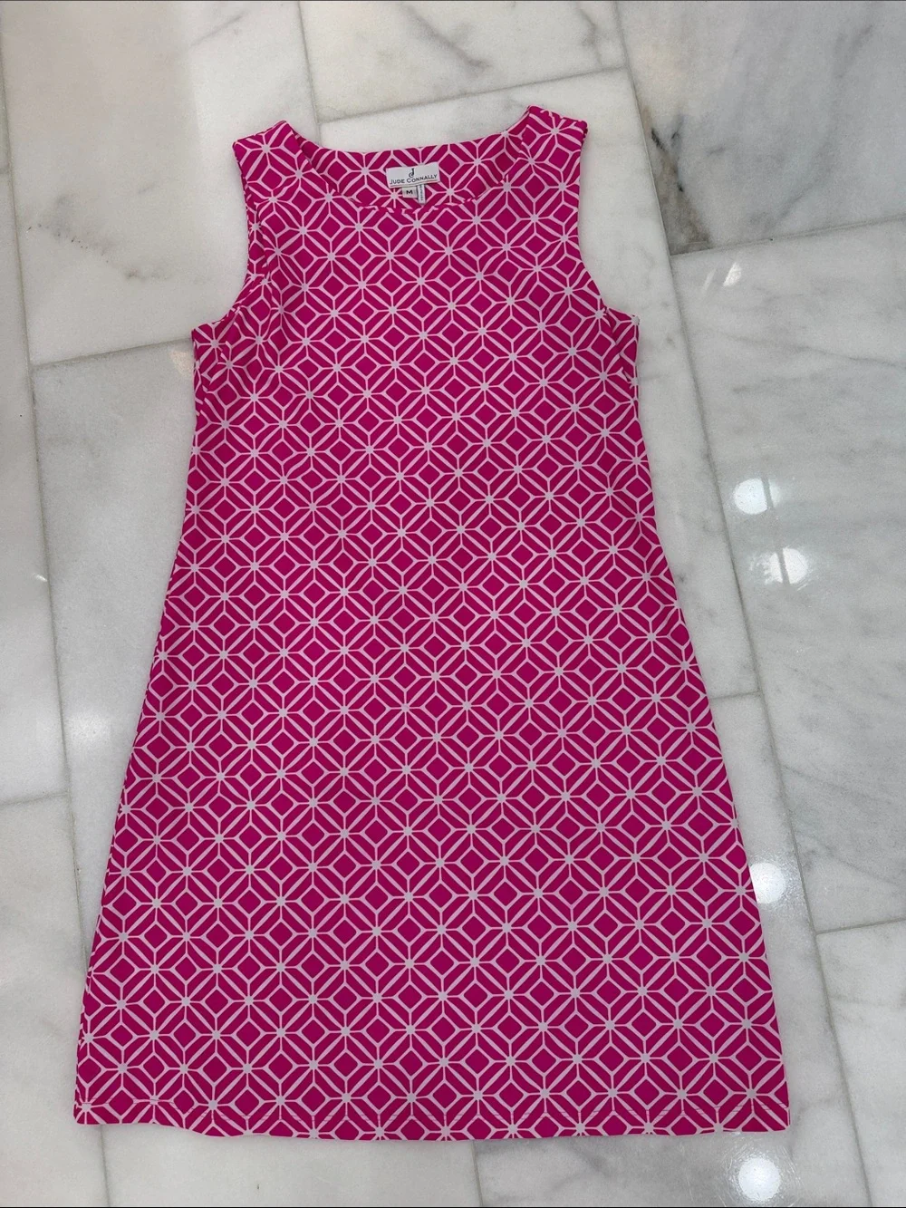 Jude Connally Hot Pink Geometric Sleeveless Shift
